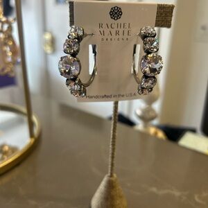 Silver Crystal Hoop Earrings